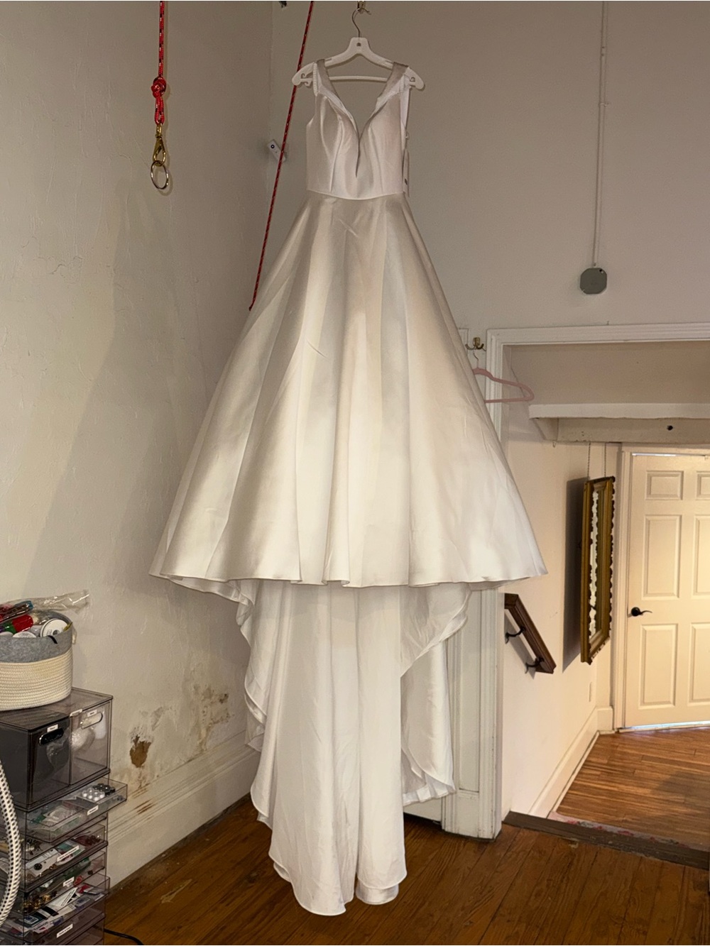 Christina Wu White Ball Gown Wedding Dress with Layered Skirt